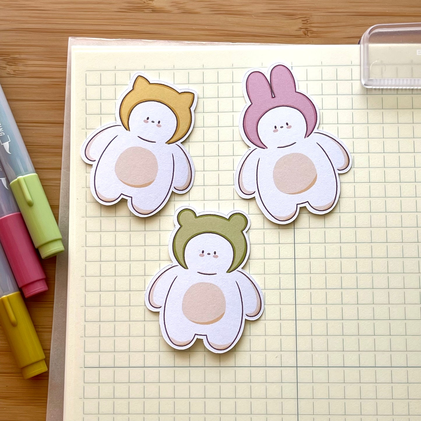 Three Besties Mini Die Cut Stickers Set