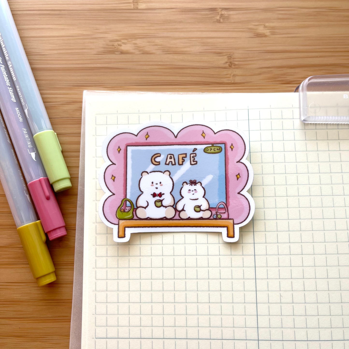 Cafe Chilling Die Cut Sticker
