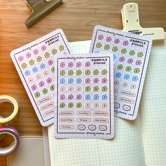 Colorful Numbers & Days Sticker Sheet